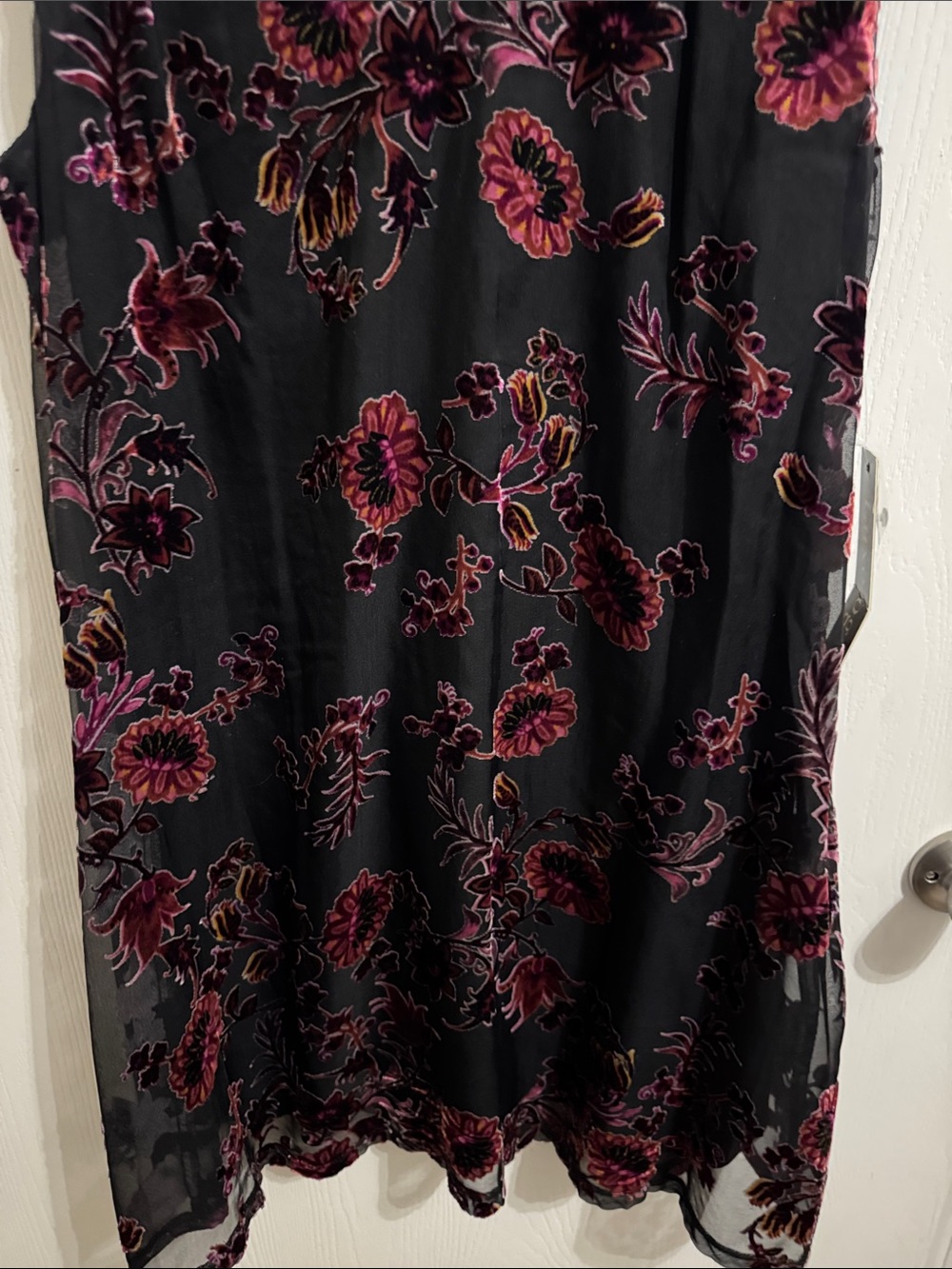 Luxology Multicolor Velvet Floral Overlay Choker Dress Women’s 12 Sleeveless NWT - Picture 4 of 12